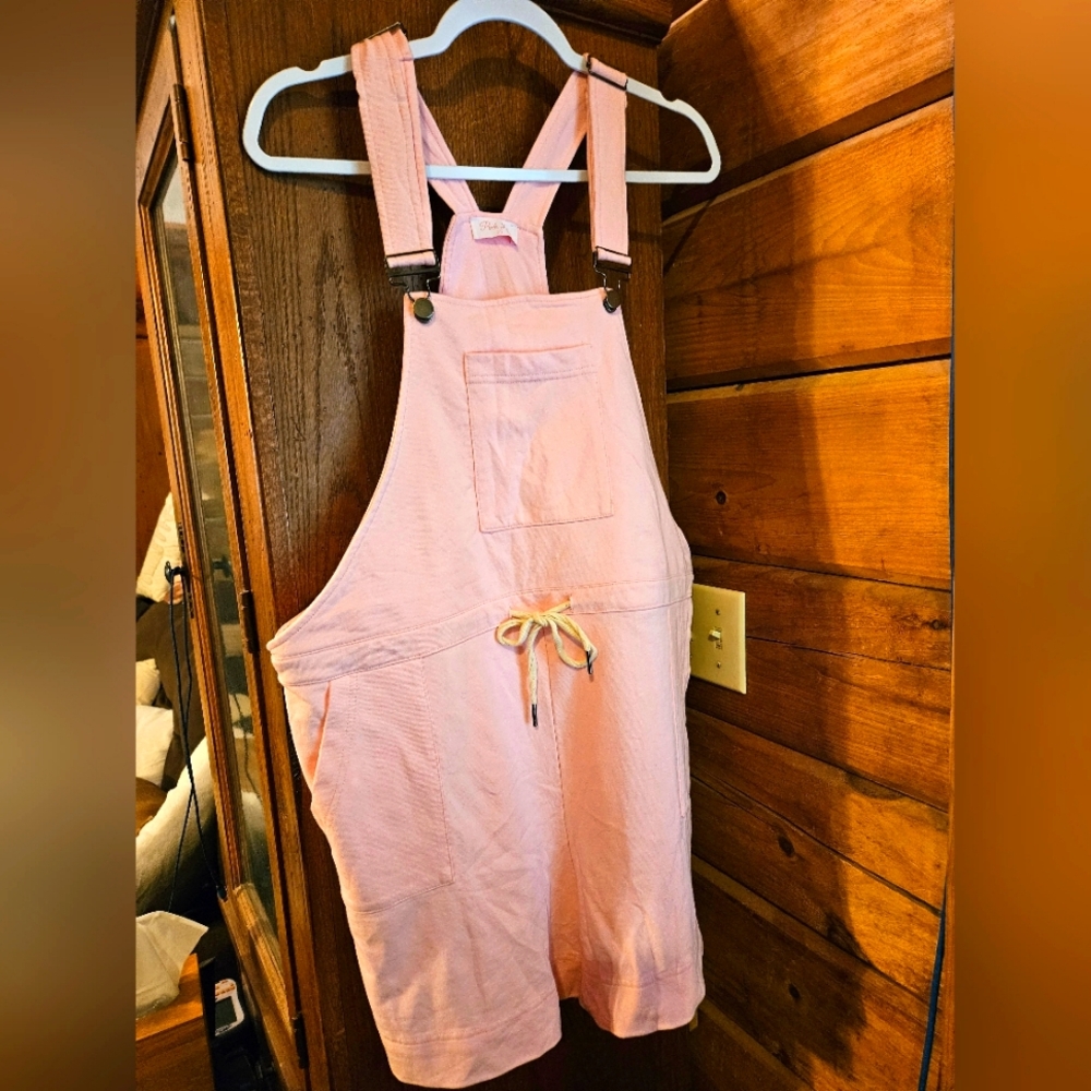 Pink Lily Pink Overalls with Front Pocket Size XL